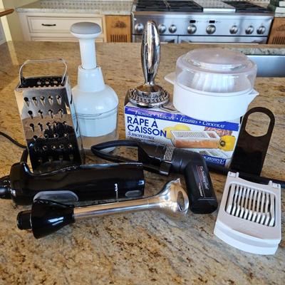 Lot #221 - Kitchen Tools - Graters, Pampered Chef Egg Slicer & Food Chopper, The Smoking Gun Handheld Food Smoker, & More!