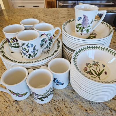 Lot #167 -Portmeirion "The Botanic Garden" English China Set: bowls, plates, dishes & mugs