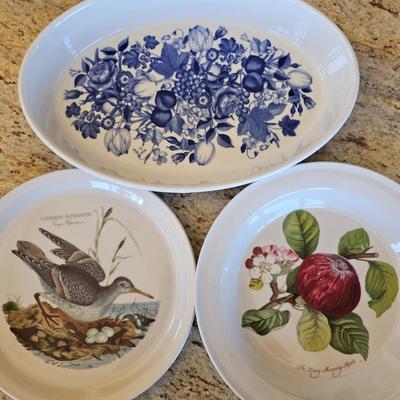 Lot #166 - Portmeirion English Serving Pieces: Platter, Pie Plate, Plate.