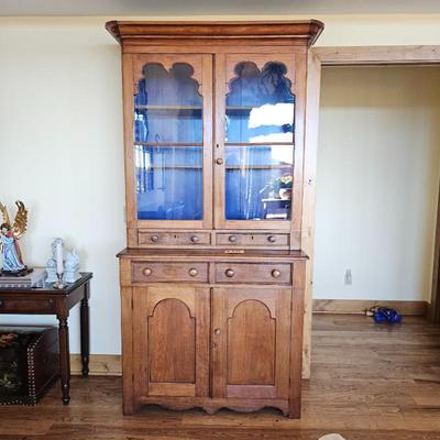 Lot #118 - Antique China Cabinet Hutch