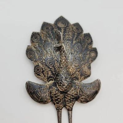 Siam Movable Peacock Pin Sterling Silver 930