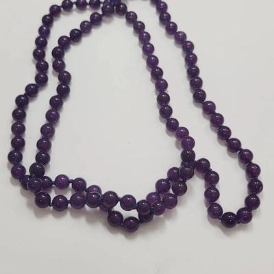 Amethyst Necklace with Hand Knotted Beads