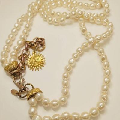 Express Double Strand Faux Pearl Belt Sun Chain