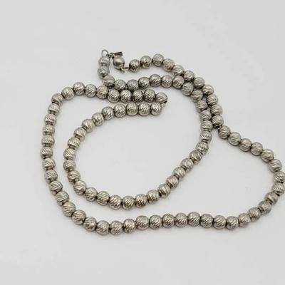 Sterling Beaded Necklace On A Sterling Chain Vintage Silver 925