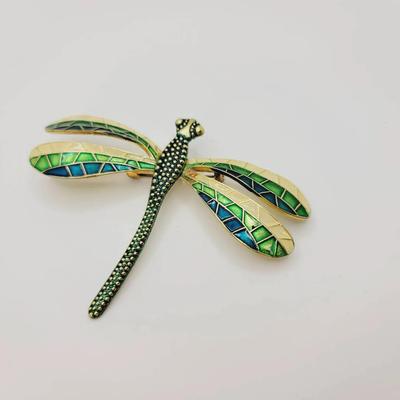 Enameled Metal Dragonfly Pin Made In Germany Lightweight
