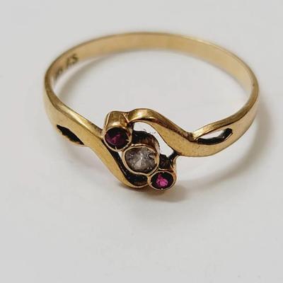 585 14k Diamond Ruby Small Band Sz 8 Antique