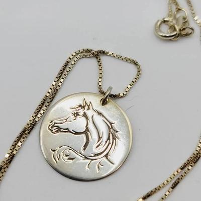 Sterling Horse Equestrian Necklace 925 Silver