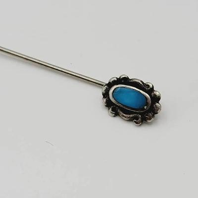 Sterling & Turquoise Stick Pin Vintage 