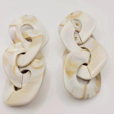 Amazing Lucite Swirl Link Earrings Vintage Marbelized