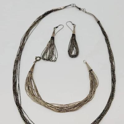 925 Liquid Silver Southwest Sterling Jewelry Set Vintage