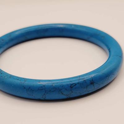 Dyed Carved Stone Bangle Bracelet Probably Howlite Turquoise Color