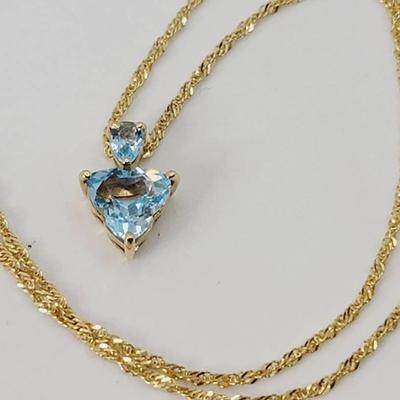 14k Blue Topaz Nekclace Yellow Gold 20" Chain