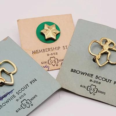 3pc Vintage Girl Scout Brownie Pins