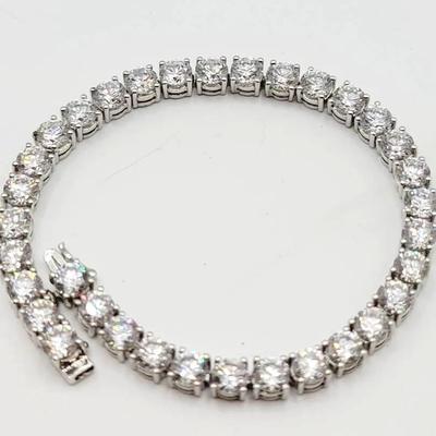 Stunning 925 H Sterling Silver and CZ Tennis Bracelet 