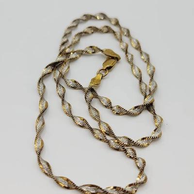 Gold Wash Sterling Silver 925 Italy Twist Chain Necklace