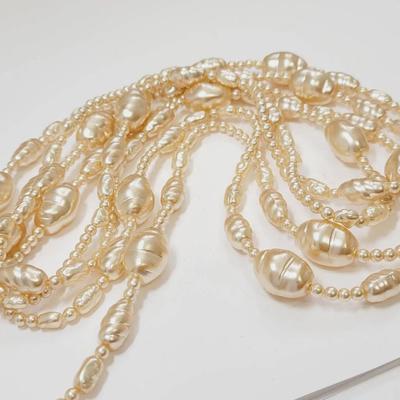 2pc Chunky Faux Baroque Glass Pearl Necklaces And Bracelet