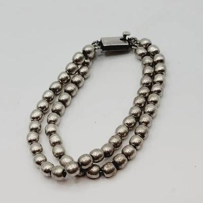Mexico Sterling Bracelet 2 Strand On Chain 925 Silver Vintage 