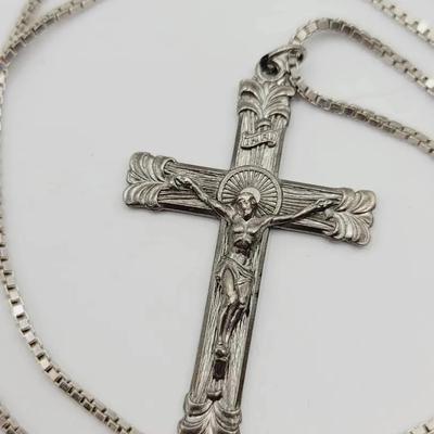 Sterling Crucifix Pendant Necklace Silver 925 Vintage 