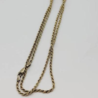 Gold Wash Sterling Twist Chain 24" Necklace 