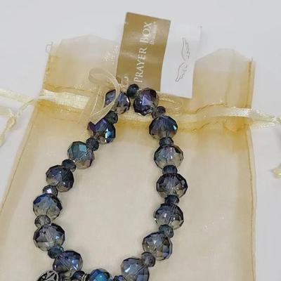 Prayer Box Bracelet Alexa's Angels Blue Faceted Bead Necklace