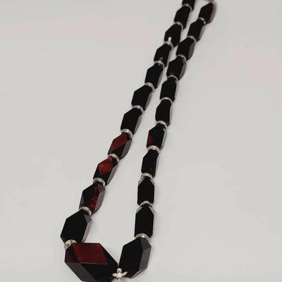 Unique Faceted Shimmer Bead Necklace Lucite Spacers