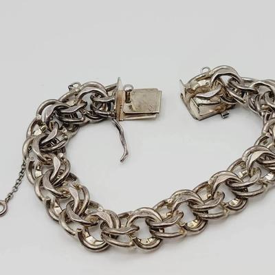925 Silver American Sterling Heavy Double Chain Bracelet 
