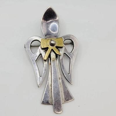 Sterling Silver Angel Pendant Pin Mexico Tc-187