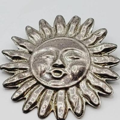Mexico Sterling Celestial Sun Pin Pendant 925 Vintage