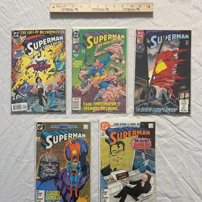 5-Book Superman DC Comics Lot from Late 80s / Early 90s