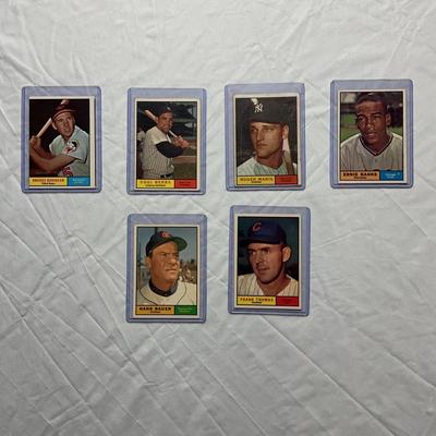 1961 Topps Star Sluggers Baseball Cards - Robinson, Berra, Maris, Banks, Bauer, Thomas - Lot of 6
