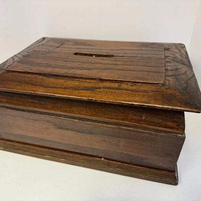 Antique Church Offering Box Or Ballet Box  Dark Oak. 15” X 11”.