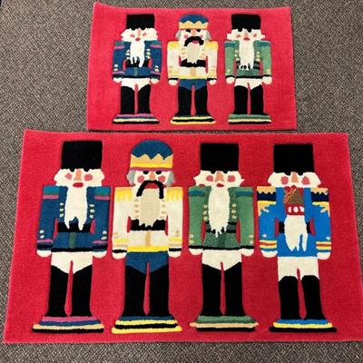 Two Holiday Nutcracker Rugs. 29x48 & 28x31. Lovely