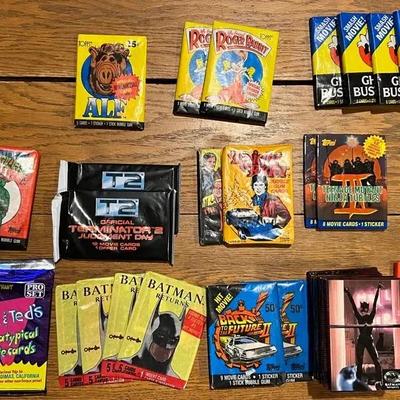 Sealed 1980s and 90s TV and Movie Trading and Collector Card Wax Packs!  Batman TMNT Knight Rider 