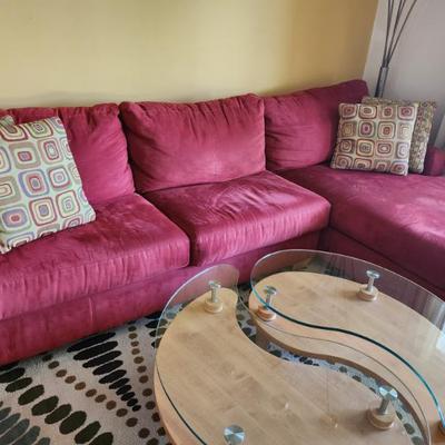 Sectional sofa red