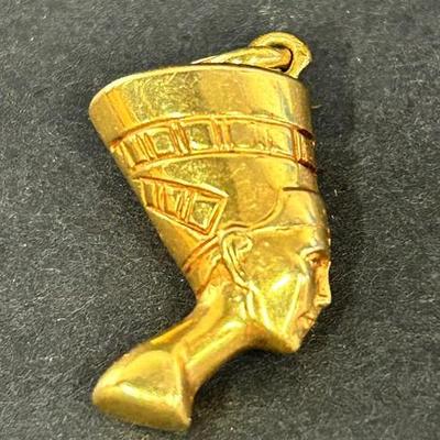 14K Gold Egyptian Queen Nefertiti Pendant
