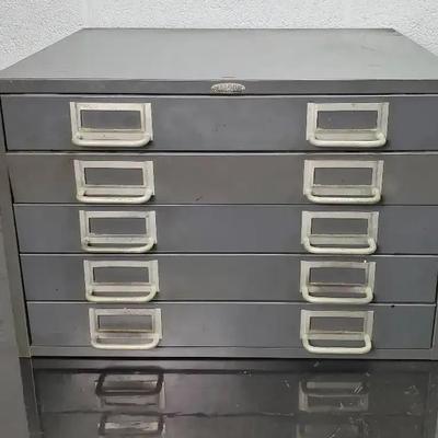 Vintage Cole Steel Industrial Flat File Storage Cabinet