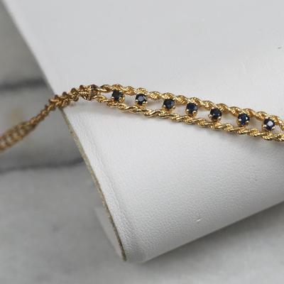 14K Gold Spinel Rope Chain Link Bracelet - 7.25"