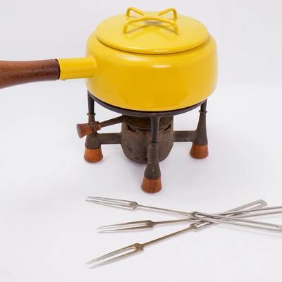 MCM Dansk Kobenstyle Fondue Pot With Skewers - Yellow