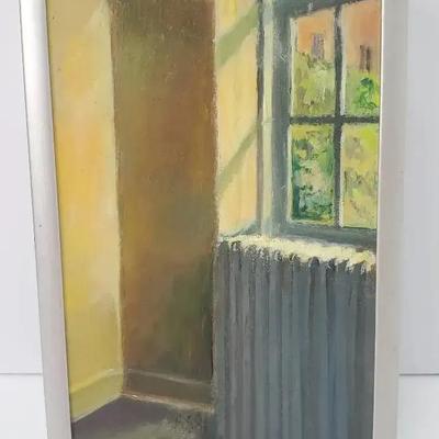 Anne Salley Signed Painting On Board “Window, Radiator”, 1981