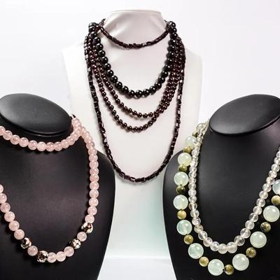 Semi-Precious Stone Necklaces: Garnet, Quartz, Serpentine, Jasper