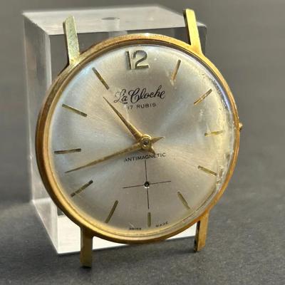 14K Gold Case Back Vintage La Cloche Wrist Watch