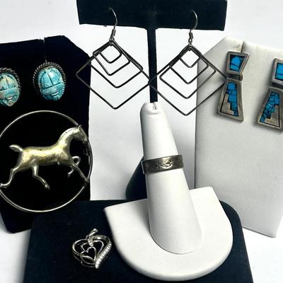 Sterling Silver Jewelry - Earrings, Ring (Size 6), & More