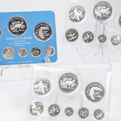 Sterling Silver Franklin Mint Coinage Of Belize Proof Sets (3)