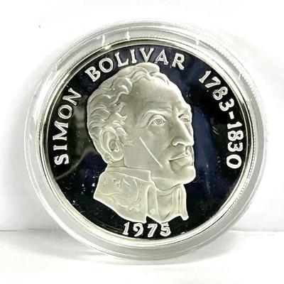 1975 Panama 20 Balboas Sterling Silver Proof Coin – Simón Bolívar Commemorative, Uncirculated