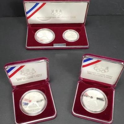 90% Silver Dollar Proof Coins-1992 Olympics (3); Plus Clad Half Dollar Coin