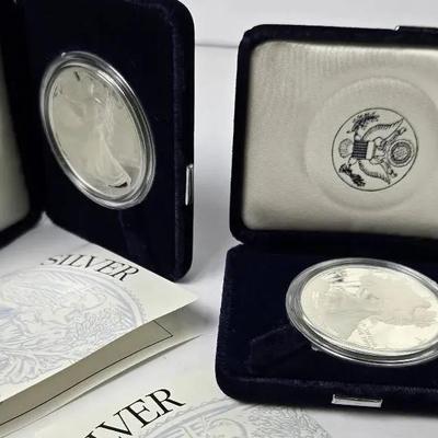 1995 P American Eagle 99.9% Silver Proof Coins (2)