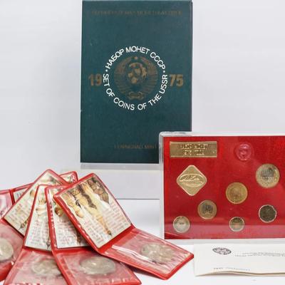 1975 Coins Of The USSR Soviet Proof Set Leningrad Mint Plus Commemorative Rubles