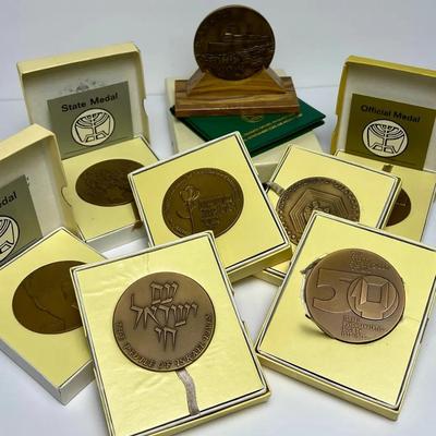 Vintage Bronze Israel State Medals (8) - 1 Of 2