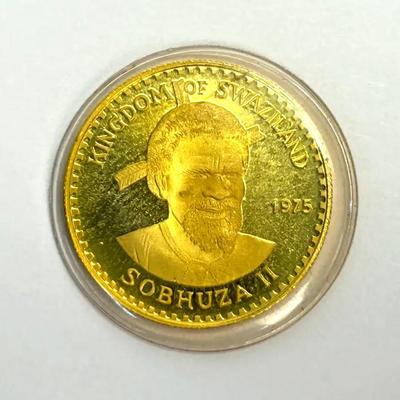 90% Gold Proof Swaziland 50 Emalangeni Coin, Mint Condition with Certificate 1975