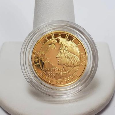 90% Gold Five Dollar Proof Coin - Columbus Quincentenary
